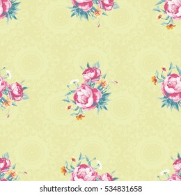 Seamless floral pattern with colorful peony Vector Illustration EPS8