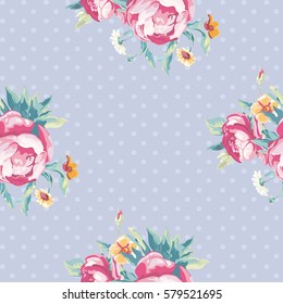 Seamless floral pattern with colorful peony Vector Illustration EPS8