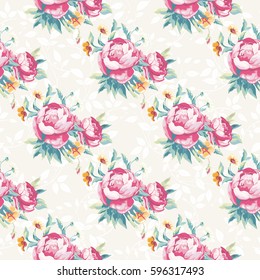 Seamless floral pattern with colorful peony Vector Illustration EPS8