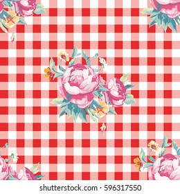 Seamless floral pattern with colorful peony Vector Illustration EPS8