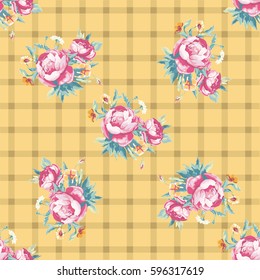 Seamless floral pattern with colorful peony Vector Illustration EPS8