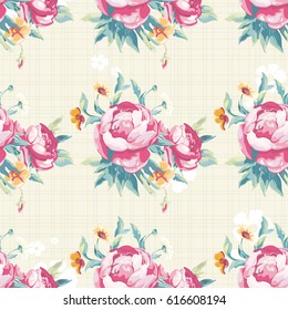 Seamless floral pattern with colorful peony Vector Illustration EPS8