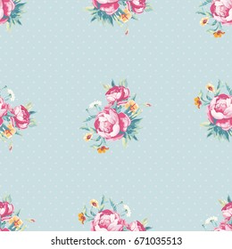 Seamless floral pattern with colorful peony Vector Illustration EPS8