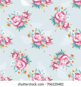 Seamless floral pattern with colorful peony Vector Illustration EPS8