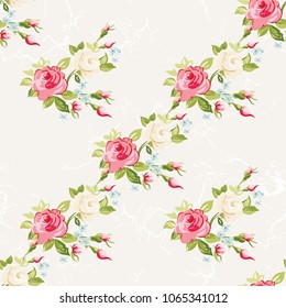 Seamless floral pattern with colorful roses Vector Illustration