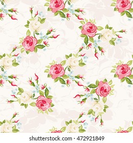 Seamless floral pattern with colorful roses Vector Illustration EPS8