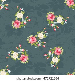 Seamless floral pattern with colorful roses Vector Illustration EPS8