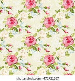 Seamless floral pattern with colorful roses Vector Illustration EPS8