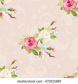 Seamless floral pattern with colorful roses Vector Illustration EPS8