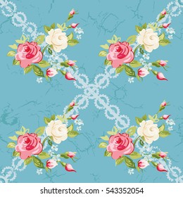 Seamless floral pattern with colorful roses Vector Illustration EPS8
