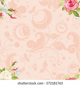 Seamless floral pattern with colorful roses Vector Illustration EPS8