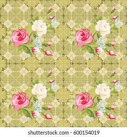 Seamless floral pattern with colorful roses Vector Illustration EPS8