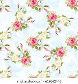 Seamless floral pattern with colorful roses Vector Illustration EPS8