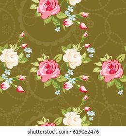 Seamless floral pattern with colorful roses Vector Illustration EPS8