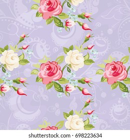 Seamless floral pattern with colorful roses Vector Illustration EPS8