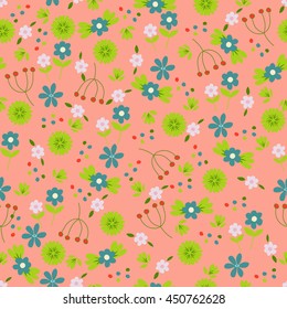 Seamless floral pattern. Colorful summer background for creating card, invitation, wedding, wallpaper and textile. Bright illustration.