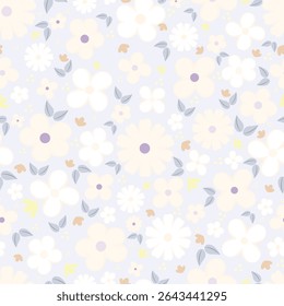 Padrão floral perfeito com ilustração de flor de vetor colorida, perfeito para o design de papel de parede do bebê ou decoração de férias de primavera