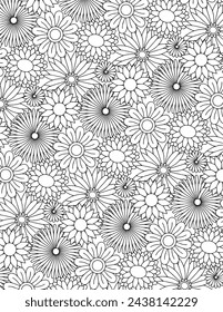 seamless floral pattern coloring book page for adult coloring book page	