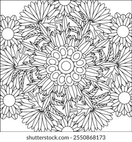 seamless floral pattern coloring book page for adult coloring book page