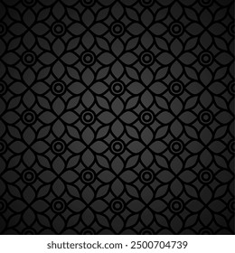 Seamless floral pattern consisting of black lines on a dark gray background. Suitable for various design purposes such as textiles, tiles, wallpaper, backdrops, etc.
