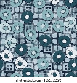 Seamless floral pattern consisting of flowers.
In the background there is an abstract background.