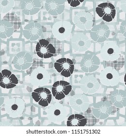 Seamless floral pattern consisting of flowers.
In the background there is an abstract background.