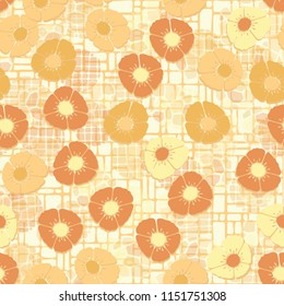 Seamless floral pattern consisting of flowers.
In the background there is an abstract background.