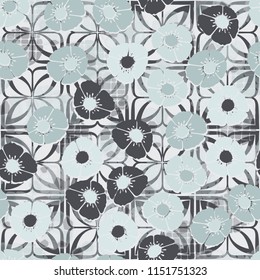 Seamless floral pattern consisting of flowers.
In the background there is an abstract background.