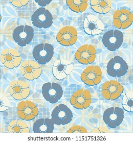 Seamless floral pattern consisting of flowers.
In the background there is an abstract background.
