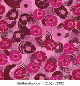 Seamless floral pattern consisting of flowers.
In the background there is an abstract background.