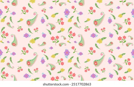 Padrão floral sem emenda consistindo de flores e folhas colocadas em harmonia. Uso para decoração de casa, roupas. arte de parede, papel de parede, capa, banner, cartaz, decoração interior, fundos naturais