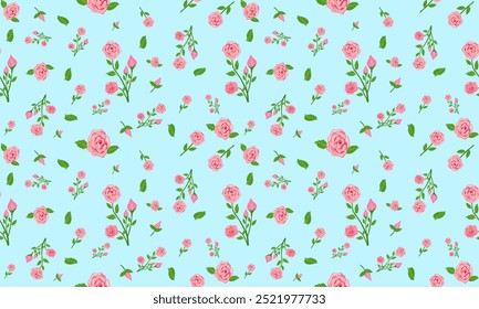 Seamless floral pattern consisting of flowers and leaves placed in harmony. Use for home decoration, clothing. wall art, wallpaper, cover, banner, poster, interior decor, natural backgrounds