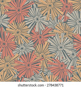 Seamless floral pattern of the contoured flowers.