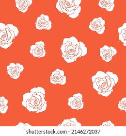 Nahtlose Blumenmuster. Konturen von Blumen auf rotem Hintergrund. Mädchenschmuck. Geeignet für Stoff, Tapete, Verpackung, Anhänger, Deckel, Innendekoration. Vektordesign eps10