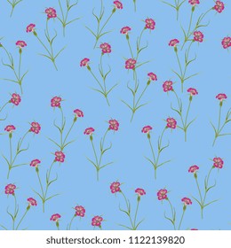 Seamless floral pattern with Corn Cockle flowers. Vintage style.