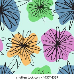 Seamless floral pattern to create a retro images, registration cards, fabric wrap. Vector background. Seamless pattern. Flower pattern. Textile pattern. Chamomile seamless pattern. Spring pattern. 