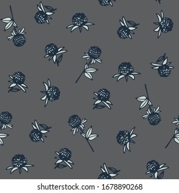 Muster - Blumen, Beeren, Blätter, Gras. Vektorillustration.