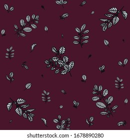 Patrón - flores, bayas, hojas, pasto. Ilustración vectorial.