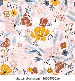 Seamless floral pattern. Creative flower texture. Great for fabric, textile vector illustration.