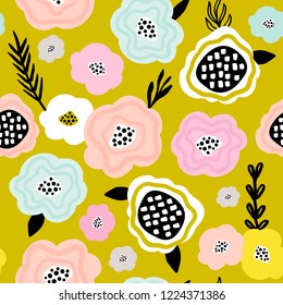 Seamless floral pattern. Creative floral texture. Great for fabric, textile Vector Illustration