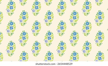 Patrón floral sin fisuras con hojas rizadas y subgrupos salvajes para telas de moda