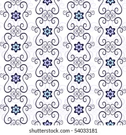 Seamless floral pattern with curls and flowers (vector)