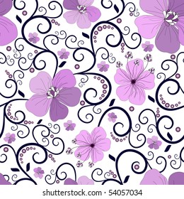 Seamless floral pattern with curls and flowers (vector)