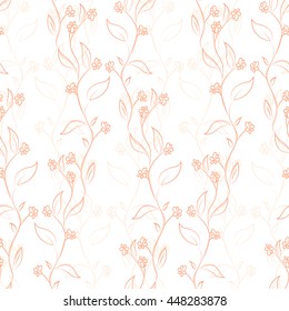 Seamless floral pattern, curly branches and leaves. Hand-drawn texture with flowers. Isolated
