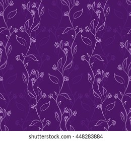 Seamless floral pattern, curly branches and leaves. Flowers. Isolated