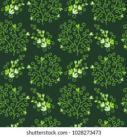 Seamless floral pattern with cute abstract decorative branches vector illustration