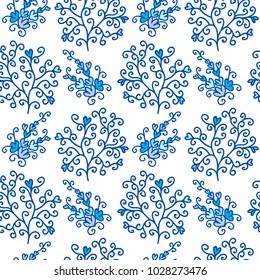 Seamless floral pattern with cute abstract decorative branches vector illustration