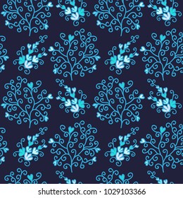 Seamless floral pattern with cute abstract decorative branches vector illustration