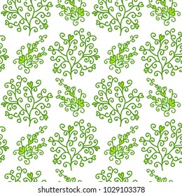 Seamless floral pattern with cute abstract decorative branches vector illustration