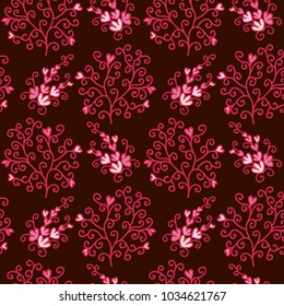 Seamless floral pattern with cute abstract decorative branches vector illustration